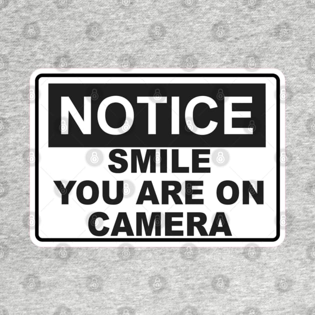 Notice - Smile You are on camera - Sign by  The best hard hat stickers 